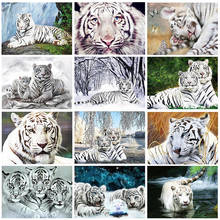 Pintura de diamantes de colores 5D AB, imagen de tigre de diamantes de imitación, bordado de animales, mosaico cuadrado completo, arte, decoración del hogar 2024 - compra barato