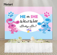 PHOTURT Blue Pink Dog Photography Backdrop Birthday Gender Reveal Background He or She Vinyl Polyester Photo Studio Props 2024 - buy cheap