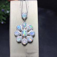 The special luxurious natural opal necklace is very colorful and colorful. 925 Silver Handmade 2024 - buy cheap