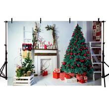 Avezano-fondo fotográfico de Feliz Navidad, telón de fondo de árbol de invierno, regalo de chimenea, vela, estudio fotográfico, Photocall, decoración de zona fotográfica 2024 - compra barato