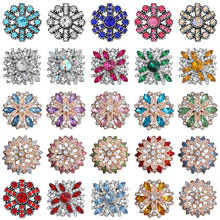 6 unids/lote de botones a presión para pulsera de cuero y Metal, joyería de oro rosa, diamantes de imitación, cristal, Color plateado, flor rosa, 18mm 2024 - compra barato