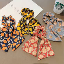 Women Elastic Hair Bands Floral Printing Long Scarf Scrunchie Korean Fashion Hair Accessories For Girls Ties Bow Ribbon Headwear 2024 - buy cheap