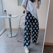Harajuku Pants Ins Retro Small Flowers Elastic Waist Pockets Trousers for Female Summer Casual Loose Wide Leg Pant Sweatpants 2024 - buy cheap