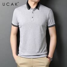 UCAK-camisetas de manga corta con cuello vuelto para hombre, ropa de calle informal de algodón, de Color sólido clásico, U5559 2024 - compra barato