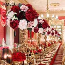 Customize Burgundy Rose Garland Artificial Flower Row Arrangement Wedding Centerpieces Table Floral Ball Party Backdrop Layout 2024 - buy cheap