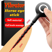 Pull Beads Strong Vibrator Horse Eye Stick Penis Massager Urethral Plug Stimulation Soft Silicone Male Masturbator Penis Plug. 2024 - buy cheap
