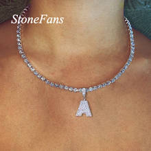 Stone efans-gargantilha fabricada em strass, colar grande com letras iniciais, para mulheres, colar de jóias para presente, hip hop, maiô 2024 - compre barato