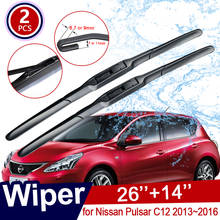 Escobillas de limpiaparabrisas para Nissan Pulsar C12, 2013 ~ 2016, modelo europeo, limpiaparabrisas delantero, accesorios para coche, 2014, 2015, gancho 2024 - compra barato