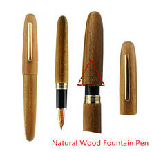 Jinhao caneta fonte de madeira, 9056 natural, artesanal, preta, madeira, bela, irídio f/m, estilosa, escrita, tinta de escritório, presente 2024 - compre barato