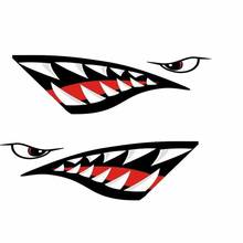 2 piezas impermeables DIY divertido Kayak barco tiburón dientes accesorios boca pegatina vinilo pegatina para calcomanía izquierda derecha 2024 - compra barato