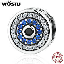 Браслет WOSTU из серебра 925 пробы с синим цирконием, оригинальный винтажный браслет WST, подлинный подарок 2024 - купить недорого