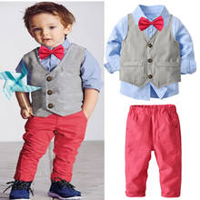 Children Suit 2020 Autumn New Baby Boys Gentleman Vest Shirt Trousers Send Bow Tie Four-piece Kids Banquet Formal Wear 0-6 Years 2024 - buy cheap