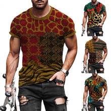 Slim T-shirt Ethnic Print Slim Pullover Men Short Sleeve O Neck Top for Summer 2024 - buy cheap
