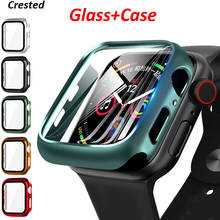 Чехол + стекло для Apple Watch, чехол для iWatch 44 мм 40 мм, защита экрана 42 мм 38 мм, бампер, аксессуары для apple watch series 6 5 4 3 2024 - купить недорого