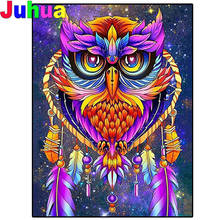 Full Square Diamond Painting Owl feather Rhinestone Kit Round Diamond Embroidery Animal Diamond Mosaic Cross Stitch, 2024 - buy cheap