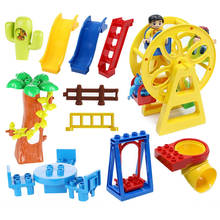 Большой строительный блок «сделай сам», детали для детских игрушек, колесо обозрения, забор, Лестничные Качели, фигурки дерева, кирпичи, игрушка, детские большие блоки частиц 2024 - купить недорого
