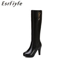 Esrfiyfe botas femininas cano alto, novo design de inverno 2020, botas femininas com salto alto, bico redondo, preto, vermelho, branco, botas para mulheres 2024 - compre barato