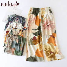 Fdfklak-pantalones de Pijama de algodón para mujer, ropa de dormir con estampado, pantalones de verano 2024 - compra barato