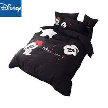 Disney mickey mouse king size bedding set for kids bed decor full duvet covers single bedspread fitted sheet 3-5 pcs black white 2024 - buy cheap
