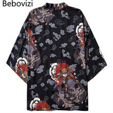 Bebovizi estilo japonês gato samurai streetwear yukata masculino mulher cardigan harajuku robe japão quimono haori roupas tradicionais 2024 - compre barato