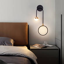 Nordic pêndulo cobre lâmpada de parede cabeceira arandela 15w criativo ouro preto luz led dim para tv fundo do corredor iluminação hotel 2024 - compre barato