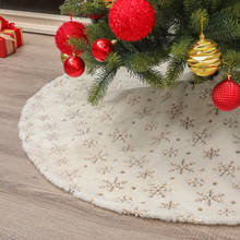 High Quality Faux Fur Gold Silver Sequins christmas tree skirt  snowflake mat White Plush Carpet Party Festive Xmas Decorations 2024 - buy cheap