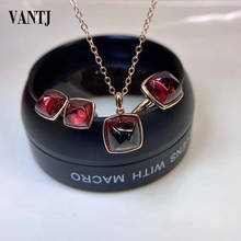 VANTJ-conjunto de joyas de granate Natural para mujer, joyería fina de oro rosa de 14K, elegante, para fiesta, regalo de boda 2024 - compra barato