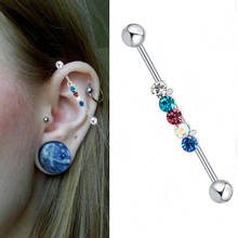 14G Industrial Barbell Earrings Screw Ear Cartilage Tragus Helix Conch Body Piercing Jewelry 2024 - buy cheap