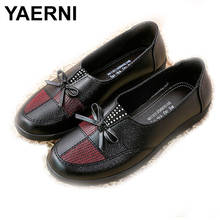YAERNI New PU leather women shoes woman flat shoes fashion woman casual work ballerinas ladies mother shoes slip on moccasins 2024 - buy cheap
