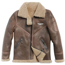 Casaco masculino com pele de carneiro, jaqueta preta com pele de lã real, roupa quente para o inverno 2024 - compre barato
