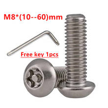 Tornillo M8 de acero inoxidable 304, botón A2 de cabeza redonda con pasador, tornillos de seguridad a prueba de manipulaciones, M8 x 10/12/16/20/25/30/35/40/45/50mm 2024 - compra barato