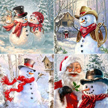 Алмазная 5D картина «сделай сам» с Санта-Клаусом, снеговиком, полная вышивка, мозаика, искусство, картина стразы, Рождественское украшение 2024 - купить недорого