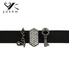 Yukam pistola de strass preta forever love chaves pequenas barra de cristal charmes para pulseiras goleiro de malha acessórios de fabricação de joias 2024 - compre barato
