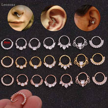 Leosxs anel nasal redondo com zircônia, 2 peças, criativo, nariz, septo, orelha, osso, unhas, piercing de corpo humano, joia, venda imperdível 2024 - compre barato