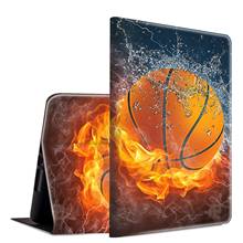 Apple iPad Mini 5th Gen 7.9" case 2019,PU Folio Cover,Adjustable Stand,Auto Wake/Sleep Smart Protector-Fire and Water Basketball 2024 - buy cheap