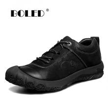 High Quality Genuine Leather Men Shoes Comfortable Casual Shoes Flats Waterproof Soft Lace Up Warking Shoes Men 2024 - buy cheap