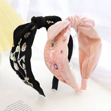 Lace Sequin Embroidery Flower Bow Knot Hairband Headband Adult Hair Accessories 2024 - buy cheap