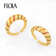 FLOLA Multicolor Open Rings For Women Gold Filled Micro Paved Cuff Rings Adjustable CZ Rainbow Zirconia Statement Jewelry rigj38 2024 - buy cheap