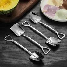 Creative Stainless Steel Shovel Shaped Spoon Coffee Ice Cream Spoon Retro Cute Square Head Spoon Tableware Teaspoon Kitchen Tool 2024 - buy cheap