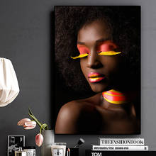Maquillaje de pestañas largas, Sexy mujer desnuda africana, impresión HD, lienzo, pintura, Cuadros, póster, arte de pared escandinavo, decoración 2024 - compra barato