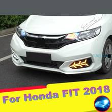 Luzes diurnas para honda fit jazz 2018, lâmpadas diurnas de quatro olhos para faróis de neblina frontal gk5 2024 - compre barato