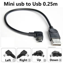 USB 2,0 для мини-usb кабель для синхронизации данных 90 градусов угловой локоть 5 Pin B штекер для мужчин зарядный шнур для камеры MP3 MP4 2024 - купить недорого