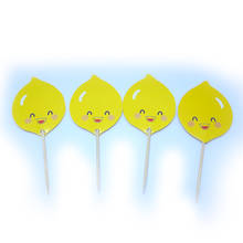 20pcs Happy Birthday Party Fruit Lemon Design Cupcake Toppers with Sticks Baby Shower Kids Favors Decoration Events Cake Topper 2024 - buy cheap