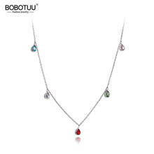 BOBOTUU New Bohemia Titanium Stainless Steel Colorful CZ Crystal Charm Choker Necklace Beach Pendant Necklace For Women BN19181 2024 - buy cheap