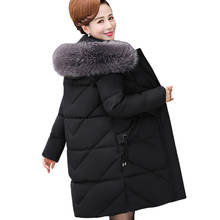 Chaqueta acolchada de algodón con capucha para mujer, parka gruesa de talla grande, con cuello de piel, para invierno, A2933 2024 - compra barato