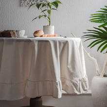 Off White Cotton Linen Tablecloth Round Dustproof Home Ornament Table Cover For Kitchen Dining Coffee Tea Mantel Mesa 2024 - buy cheap
