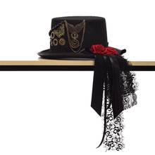 Chapéu steampunk artesanal para homem e mulher, chapéu mágico com bojo para cosplay punk e fedora 2024 - compre barato