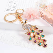 Crystal Keychain Peacock Rhinestone Keychains for Women Car Key Chain New Fashion Jewelry Gift Accessories Llavero Para Coche 2024 - buy cheap