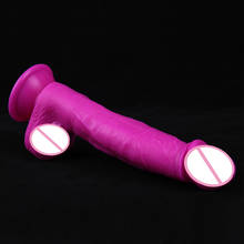Vibrador de silicone realista para mulheres, brinquedo adulto erótico de strapon macio para atingir o orgasmo do ponto g, brinquedos xxg 2024 - compre barato