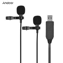 Andoer-micrófono con Clip para grabación de Audio y vídeo, dispositivo de solapa de doble cabeza, USB, 1,5 m/5 pies 2024 - compra barato
